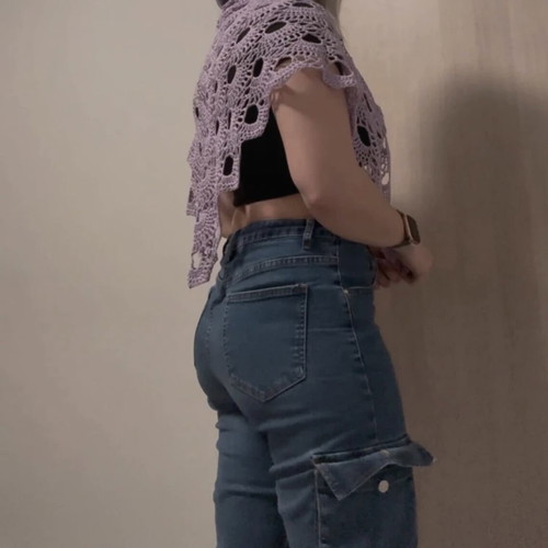 Handmade knitted summer scarf purple made to order