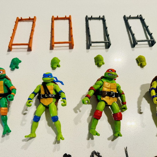 TNMT movie figures used with accessories Leonardo Donatello Michelangelo Raphael