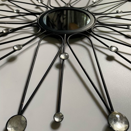 Decorative wall art used, black metal star frame with mirror