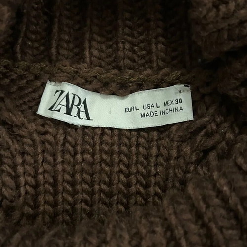 Zara brown knitted sweater with braids like new