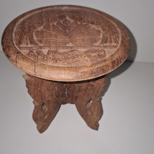 Wooden carved tables set of 2 used with folding legs