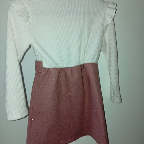 Girls' dress white-pink with glitter and strass details like new