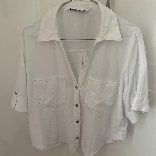 Zara cotton shirt short sleeve medium white like new