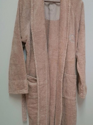 Anemos cotton bathrobe like new, size Large, beige