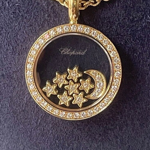 Chopard Happy Diamonds Moon & Stars pendant like new, 18k gold
