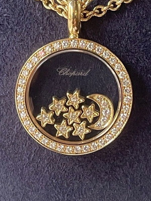 Chopard Happy Diamonds Moon & Stars pendant like new, 18k gold