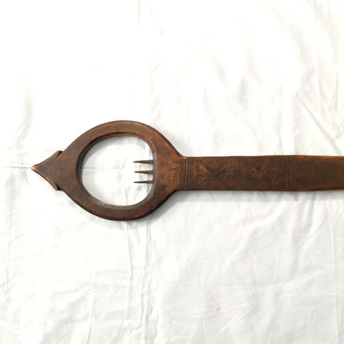 Wooden Ornate Spindle for Hair Spinning, 1950s, used