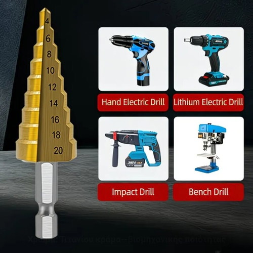 Titanium cone drill with hex shank 4-20mm new