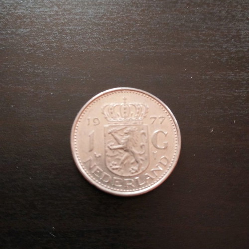 Netherlands coin used, year 1977