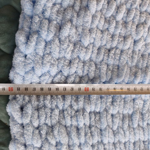 Chunky wool handmade blue blanket new