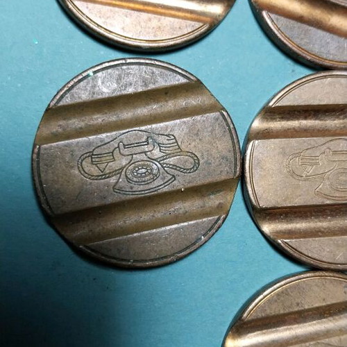 Gettone used phone coins, pack of 7 pieces