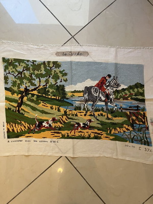 Handmade textile painting used, 0.68x0.37 m