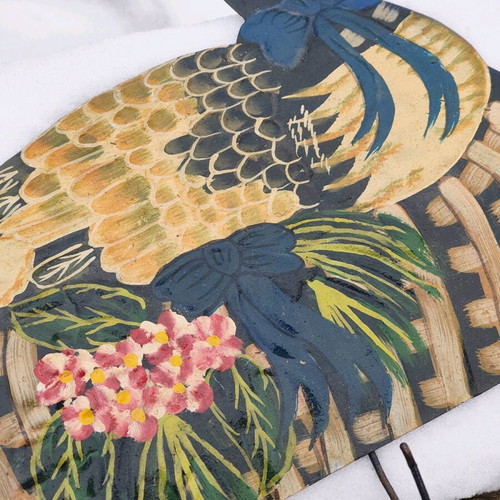 Vintage enameled towel or key hanger used