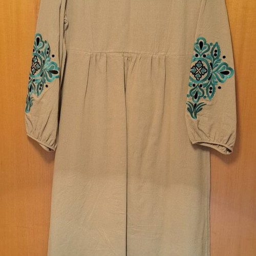 Boho dress new with embroidery beige, size M