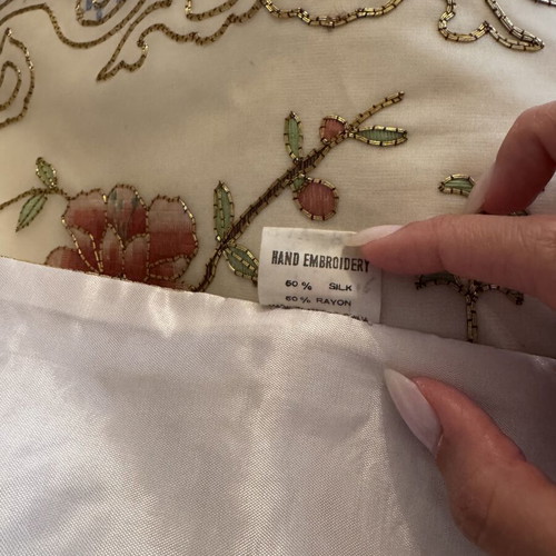 Handmade Embroidered Decorative Silk Table Linen 46x46 cm
