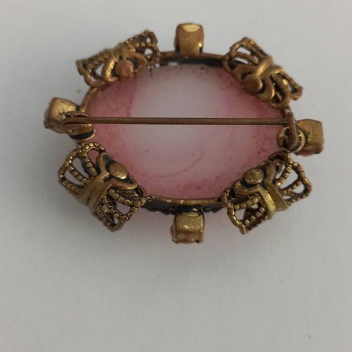Vintage pin used with pink stone and gold details