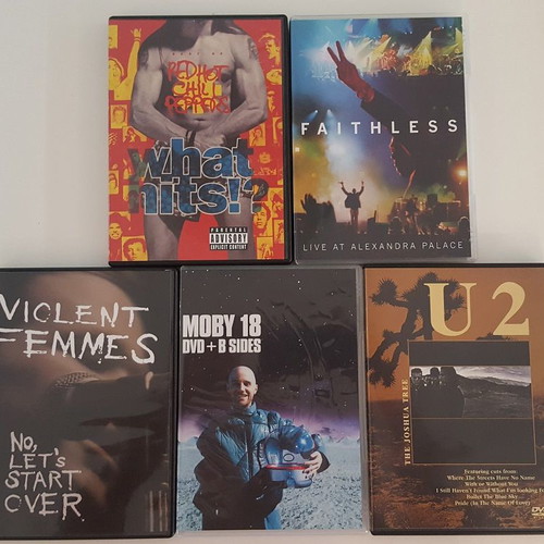 Music DVDs used, pack of 5 live concert recordings