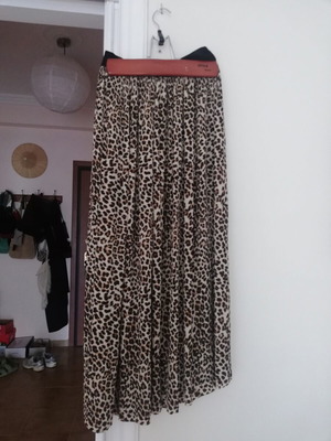 Zara animal print long skirt, beige and brown