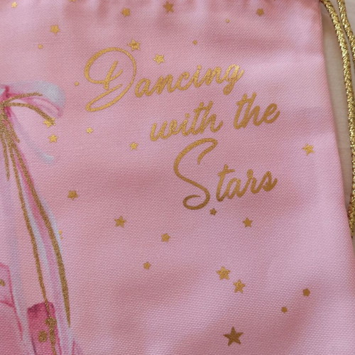 Children's pink drawstring bag with gold details new