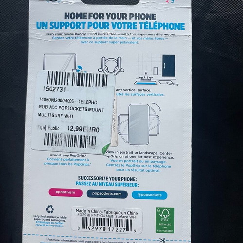 Popmount2 multi-surface mount white phone grip new