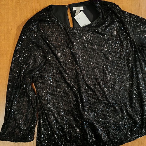 H&M black sequin blouse, size XL