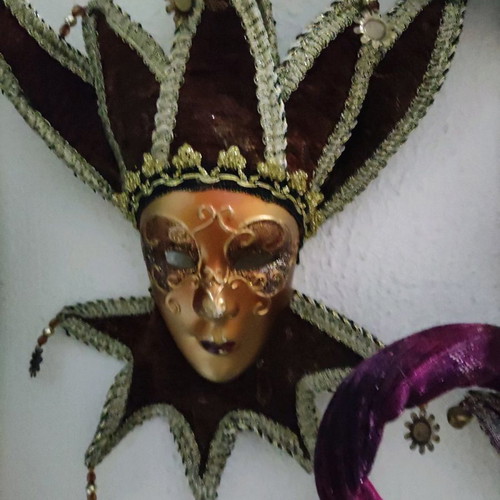 Handmade ceramic masks used, purchased from Italy