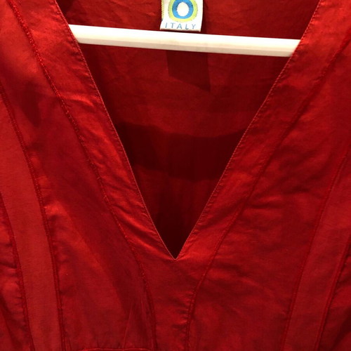 Italian red long summer dress like new with gold details