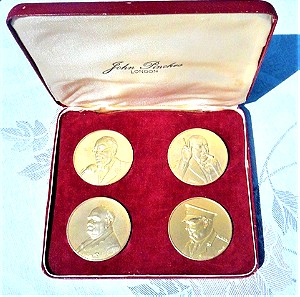 Ηνωμένο Βασίλειο. ΟΥΙΛΣΟΝ ΤΣΩΡΤΣΙΛ σετ από 4 ασημένια μετάλλια επιχρυσωμένα