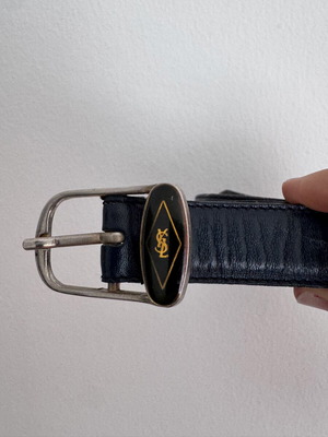 YSL vintage leather belt dark blue small, like new