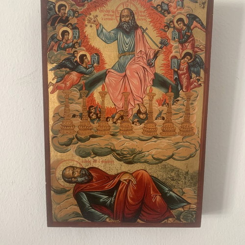 Icon The Vision of Saint John the Theologian like new, handpainted