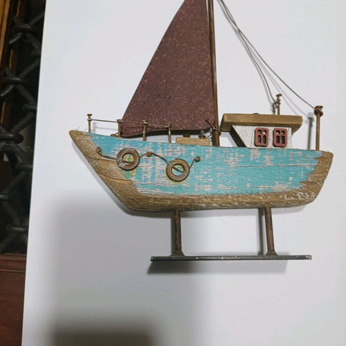Wooden boat with metal sail new, unused