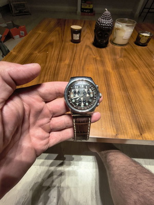Swatch watch with leather strap used, brown