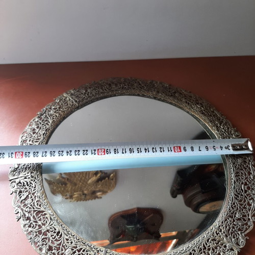 Bronze filigree mirror 1950s vintage