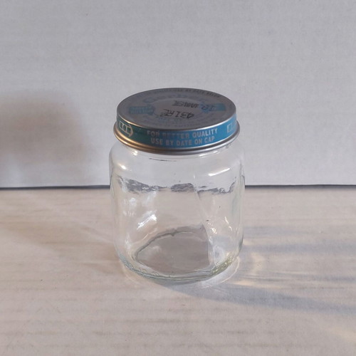 Gerber glass jar used, vintage baby food packaging