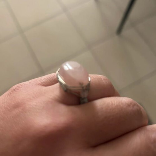 Handmade ring new silver with pink stone