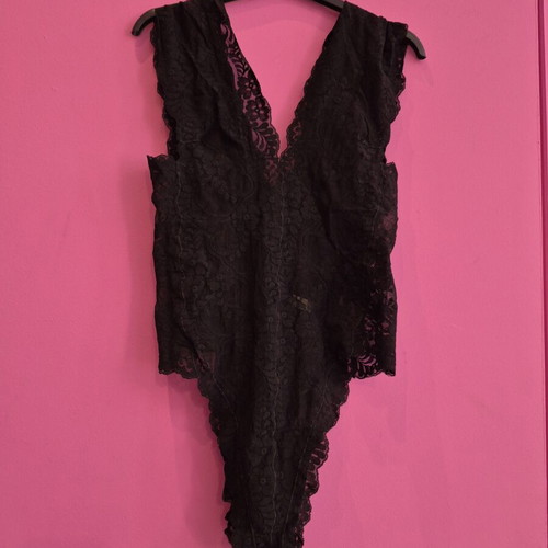 Lace bodysuit black used lingerie