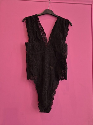 Lace bodysuit black used lingerie