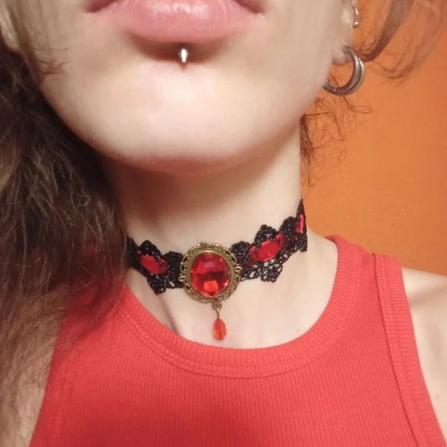 Goth choker lace with gold details, like new