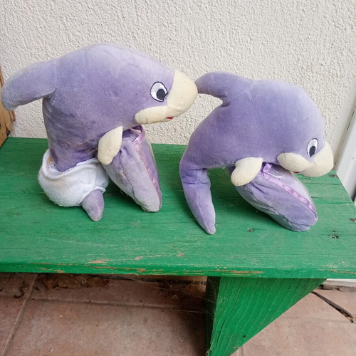 Babylino plush dolphins used, set of 2 collectible dolls