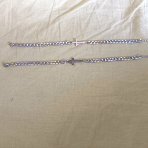Bracelet set stainless steel with crosses, new, silver