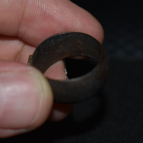 German double iron cross ring used, bronze