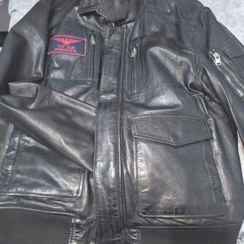 Handmade leather jacket new from genuine lambskin, size Large, black