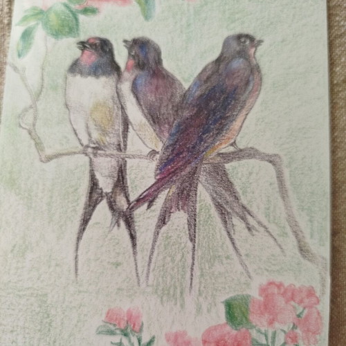 Glossy Art Print 10×12cm handmade with colored pencil drawing
