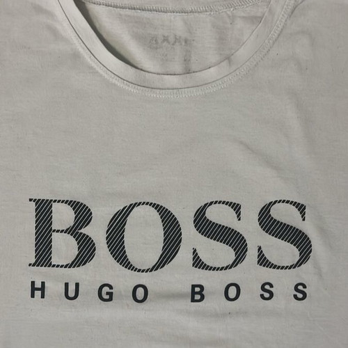 Hugo Boss Men T-Shirt white classic Boss logo print size XXXL like new