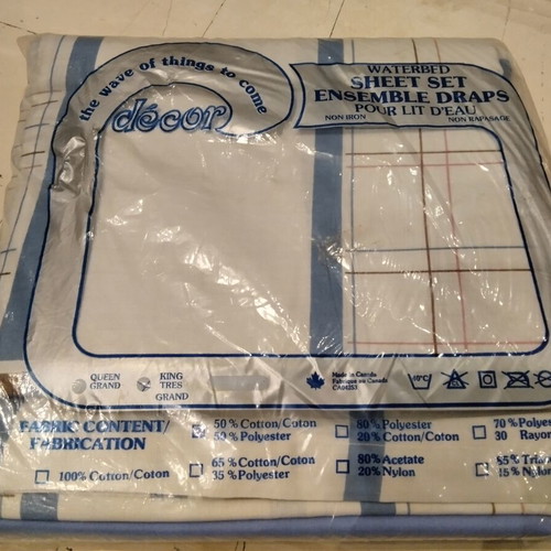 Vintage King Size Waterbed Sheet Set new, made in Canada
