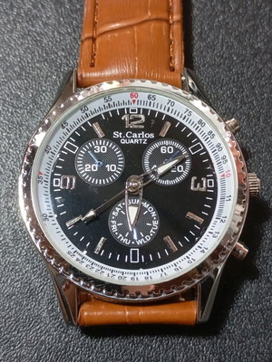 Ρολόι χειρός St.Carlos ανδρικό μεταχειρισμένο με καφέ δερμάτινο λουράκι