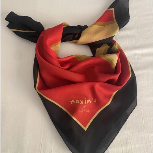 Maxim’s de Paris silk scarf used, women’s, black and red