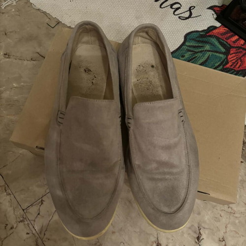Men's suede summer loafers used, gray, size 46