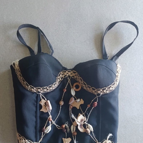 Corset top black with boho details new, vintage style
