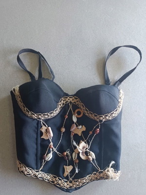 Corset top black with boho details new, vintage style